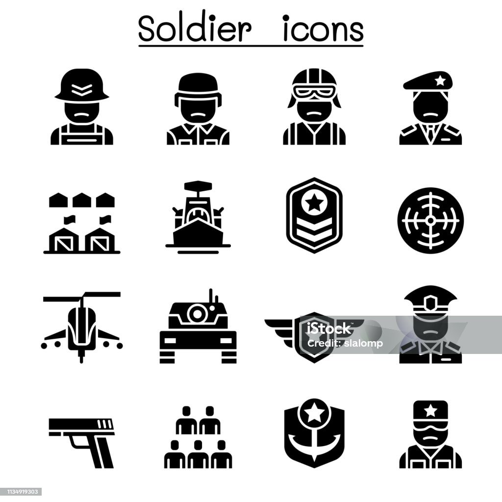 Soldier & Military icon set Armored Tank stock vector