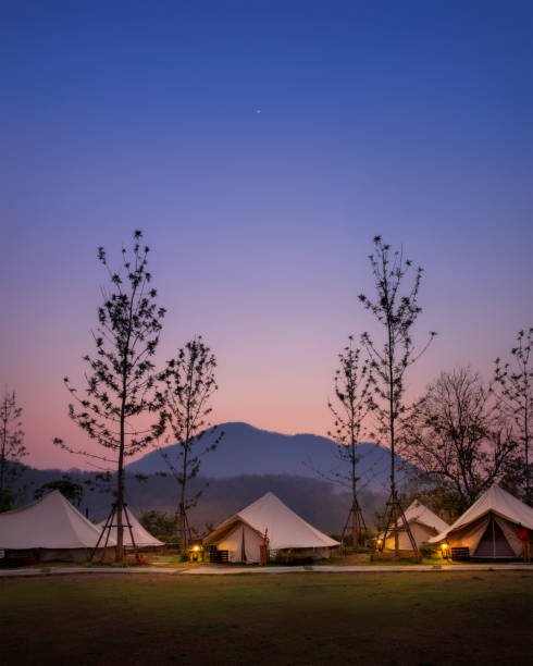 istock View of canvas camp for lover sweet couple 1134921027