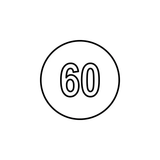 Vector illustration of speed 60 icon. Signs and symbols can be used for web, logo, mobile app, UI, UX