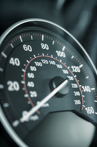 shot of a car speedometer