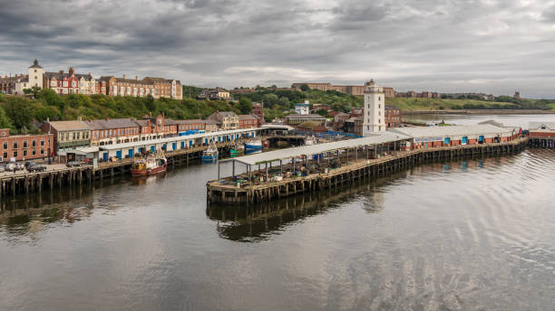 North Shields, Tyne and Wear, England, UK - September 05, 2018: View from the River Tyne at the North Shields Fish Market