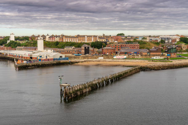 North Shields, Tyne and Wear, England, UK - September 05, 2018: View from the River Tyne at the North Shields Fish Market