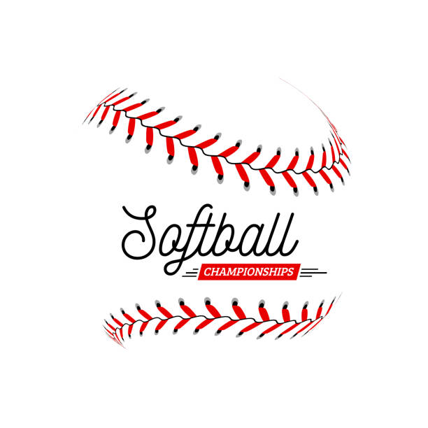 Softball ball on white background. Vector illustration Softball ball on white background. Vector illustration can be used for emblem, badge, etc. softball stock illustrations