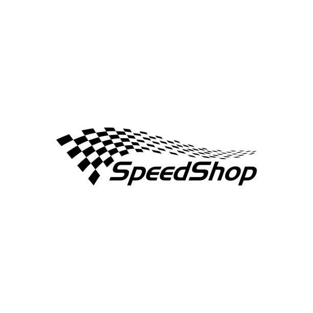 ilustrações, clipart, desenhos animados e ícones de modelo simples adicional da bandeira da raça moderna - checkered flag flag auto racing starting line