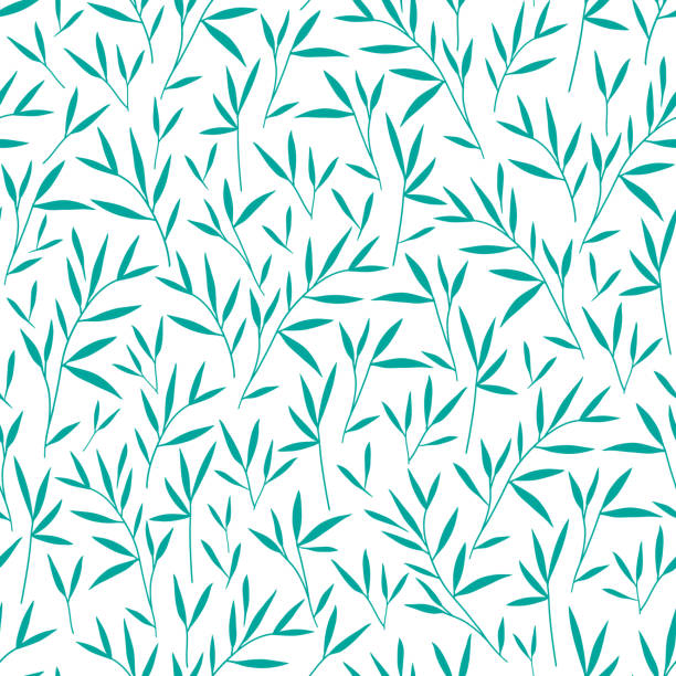 Seamless Pretty Bamboo Green Leaves Pattern Vector Illustration White  Background Stock Illustration - Download Image Now - iStock