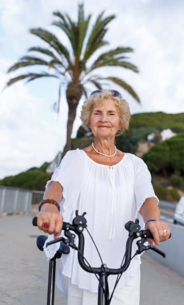 istock Elderly woman going to biking 1134931391