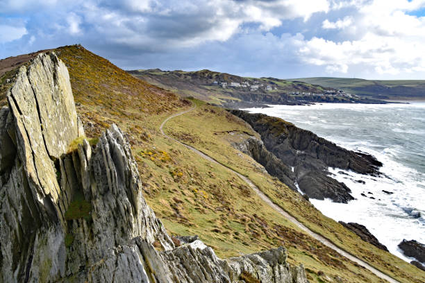 Morte Point headland in North Devon stock photo
