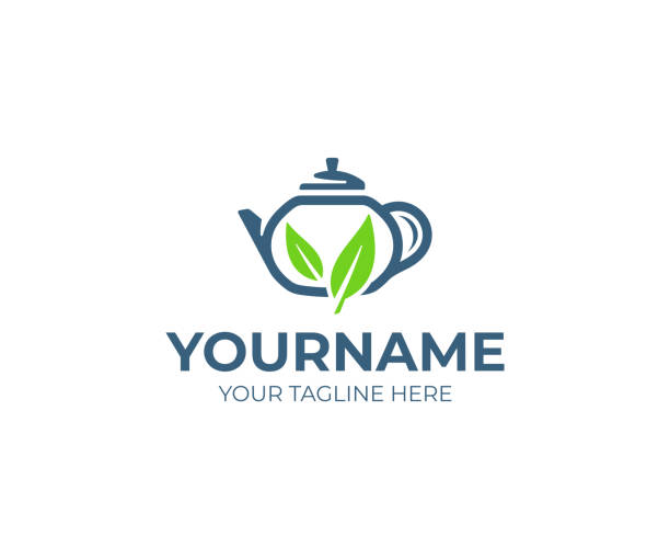 ilustrații de stoc cu design de ceai verde. ceainic cu frunze de design vectorial. design teahouse - ceai