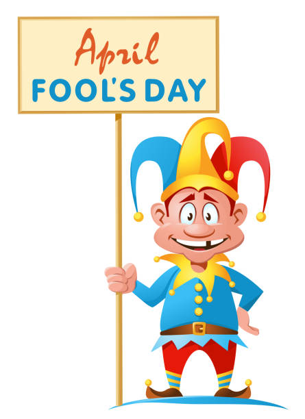 April Fools Day Funny Jester Holds Banner Cartoon Styled Vector  Illustration Stock Illustration - Download Image Now - iStock
