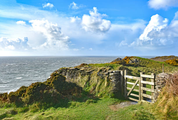 Gate on the southwest coast path stock photo