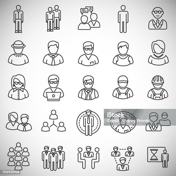 Person Icons Set On White Background For Graphic And Web Design Simple Vector Sign Internet Concept Symbol For Website Button Or Mobile App Stock Illustration - Download Image Now