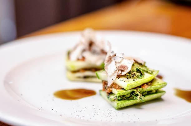 istock Vegan raw lasagna with zucchini and pesto 1134939419