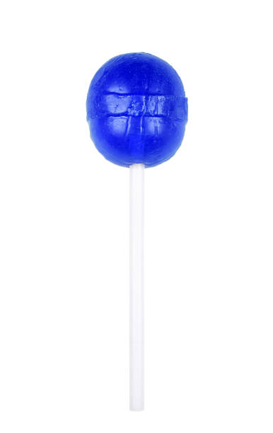 istock Dark blue round lollipop isolated on white. Sweet sugar candy 1134939504