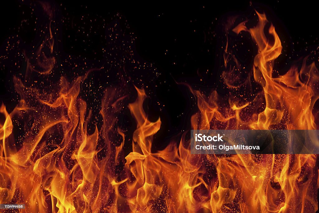 fire isolated over black background Fire - Natural Phenomenon Stock Photo