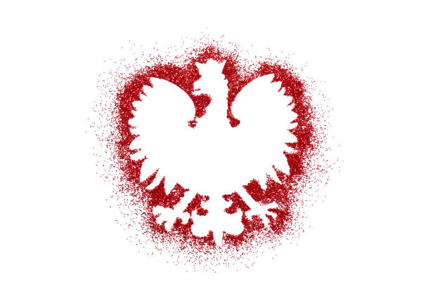 Polish coat of arms shape on red glitter