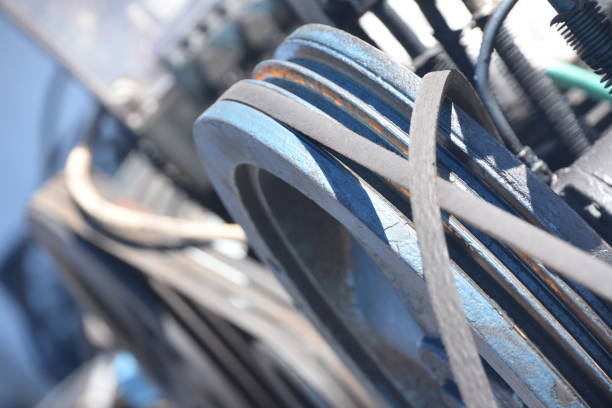 istock Belts and straps in an old industrial engine 1134949273