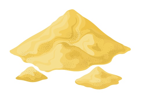 Heap of sand. Sands mound vector illustration, desert or beach dune isolated on white background