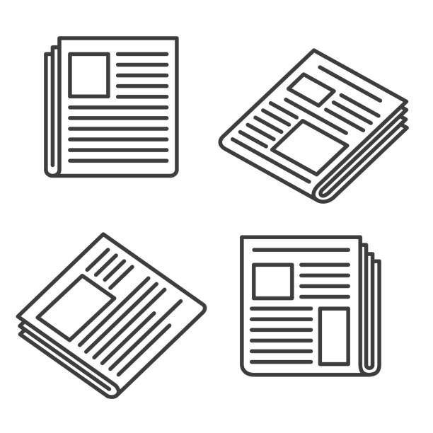 신문 아이콘 세트 - document stack article paperwork stock illustrations