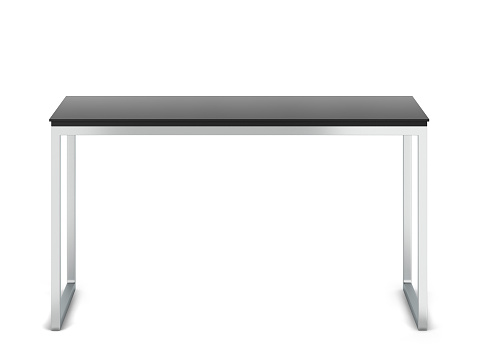 Minimalistic modern table with metallic legs. 3d illustration isolated on white background