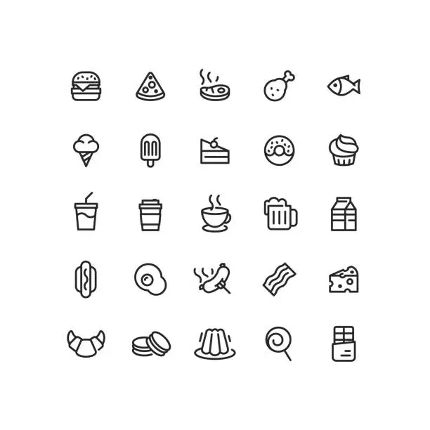 Vector illustration of Food & Drink Outline Icons