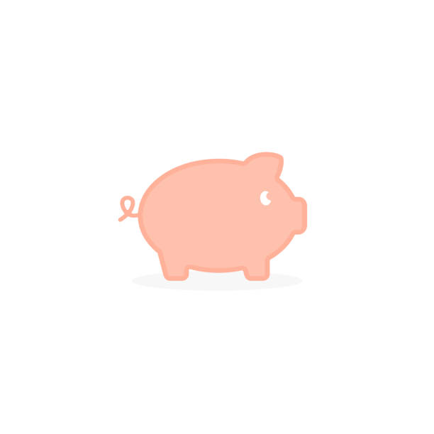 ilustraciones, imágenes clip art, dibujos animados e iconos de stock de símbolo de signo de icono de cerdo aislado vector - piggy bank savings pig currency