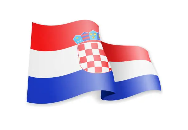 Vector illustration of Croatia flag in the wind. Flag on white vector illustration