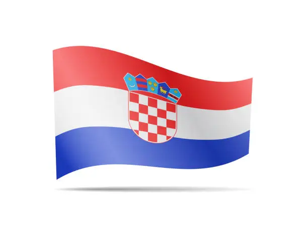 Vector illustration of Waving Croatia flag in the wind. Flag on white vector illustration