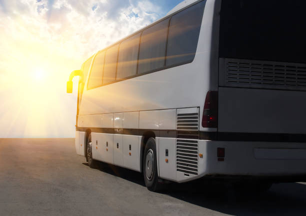 istock tourist bus moving along the highway 1134957409