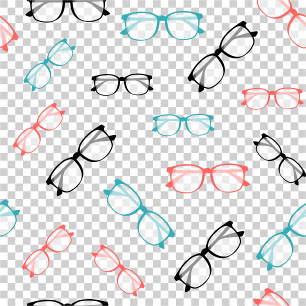 istock Seamless pattern with Glasses. Vector glasses model icons. Sunglasses, glasses, isolated on white background. Silhouettes in modent colors 1134964641