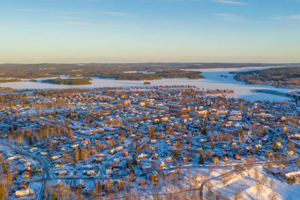 istock Evening sun in Smedjebacken drone photo 1134965279