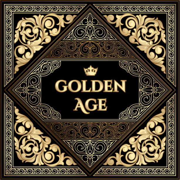 ilustrações, clipart, desenhos animados e ícones de emblema ornamentado dourado do vintage do art deco - filigree gold leaf frame backgrounds