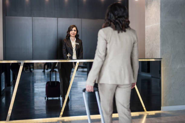 istock Business traveler arriving at hote 1134973962