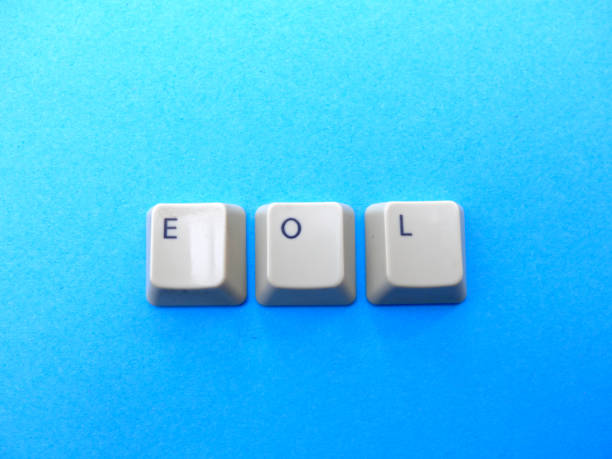 Computer buttons form a EOL (End of live) abbreviation. Computer and internet slang. stock photo