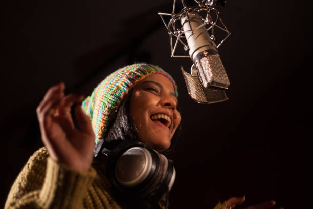 istock Recording song at music studio 1134981546