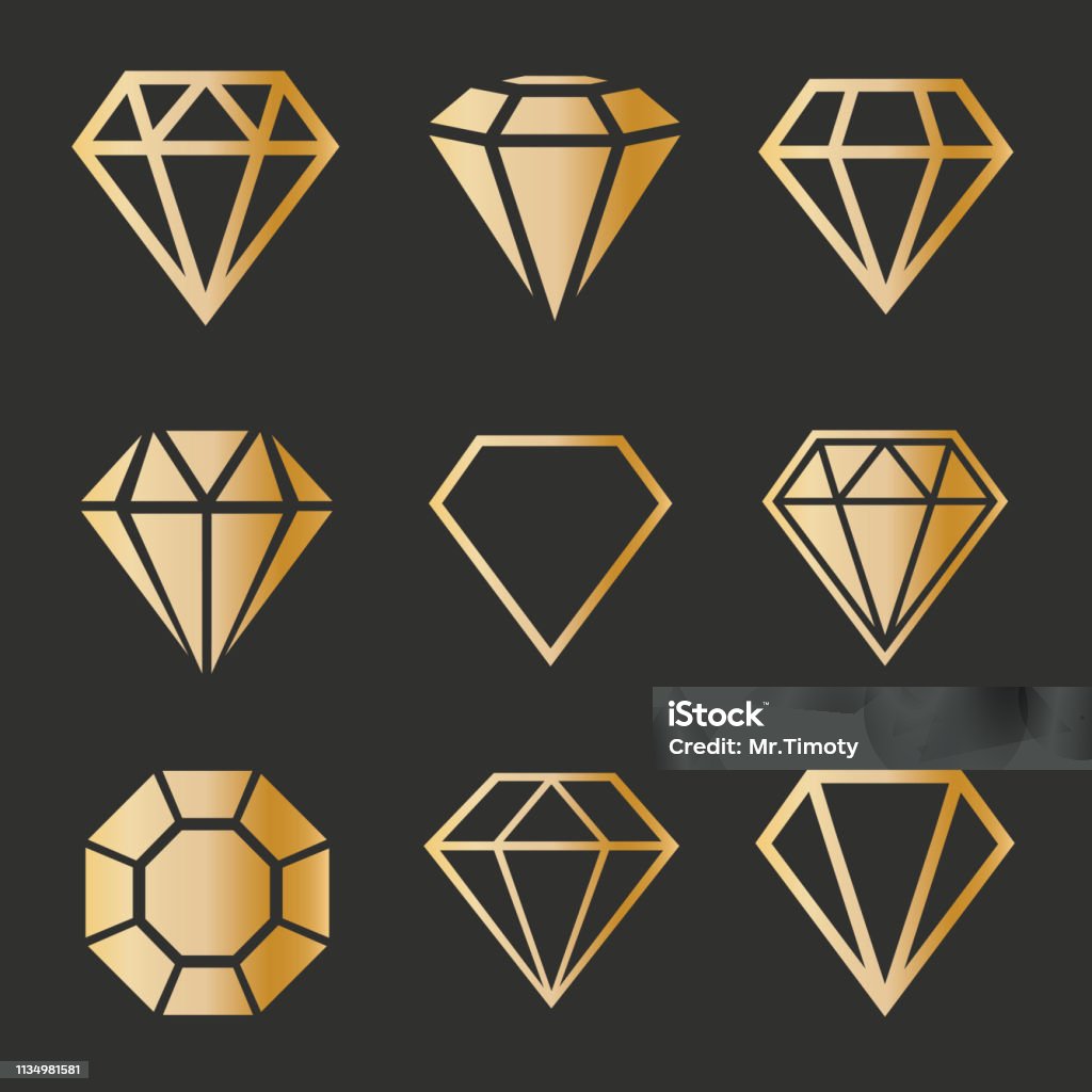 derivación Conciliar Lleno Ilustración de Conjunto De Diamantes Dorados En Un Estilo Plano y más  Vectores Libres de Derechos de Diamante - Diamante, Forma de diamante,  Logotipo - iStock