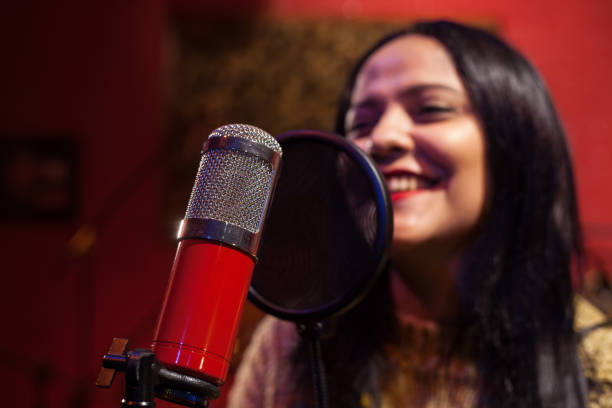 istock Recording song at music studio 1134981717