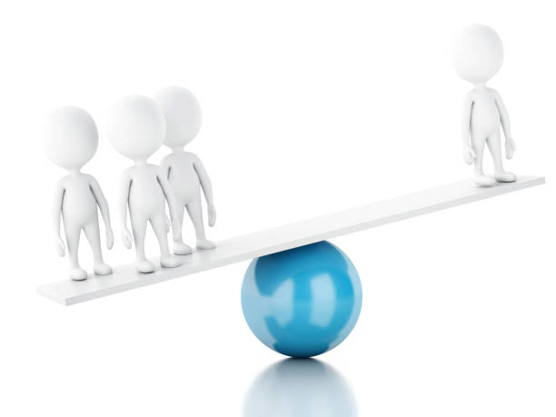 istock 3d white people on a balance. 1134985150