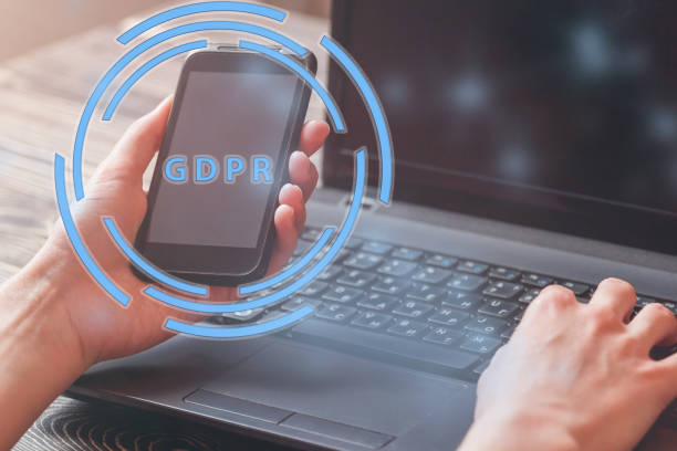 istock Data protection and security important information in your mobile phone, Woman hand using smartphone. 1134985632