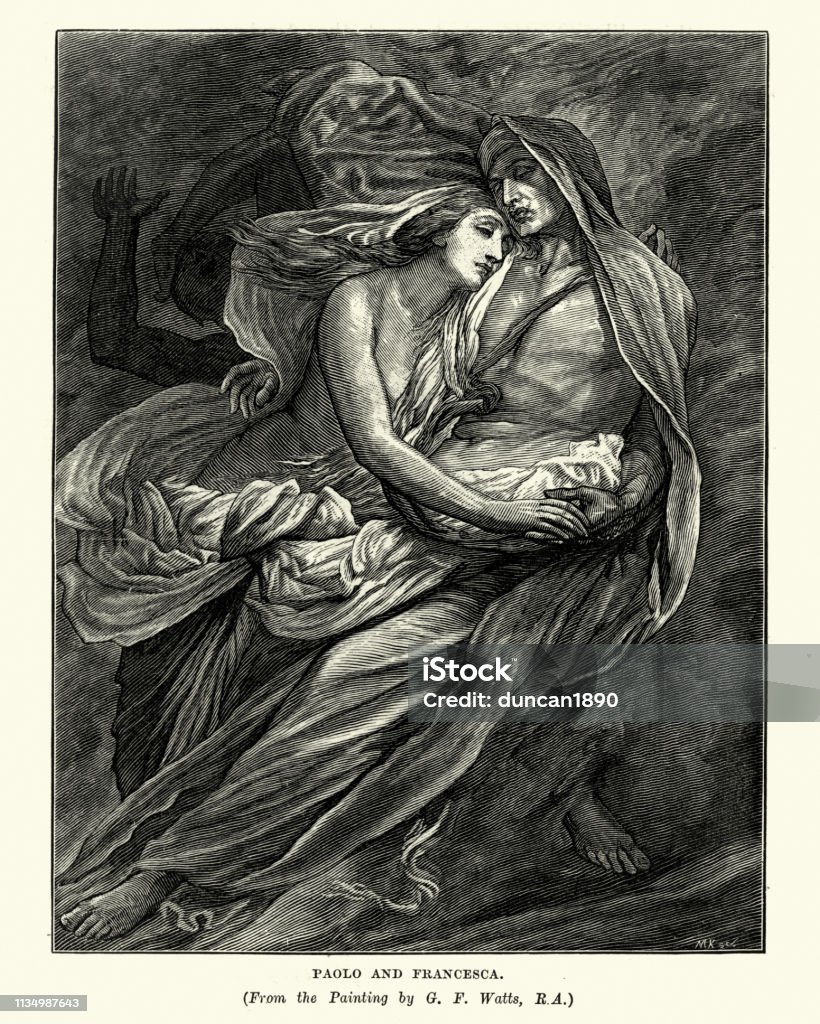 Adulterous Lovers Paolo And Francesca In Second Circle Of Hell Stock  Illustration - Download Image Now - iStock