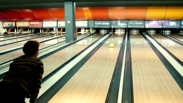 Senior adult woman first time on bowling