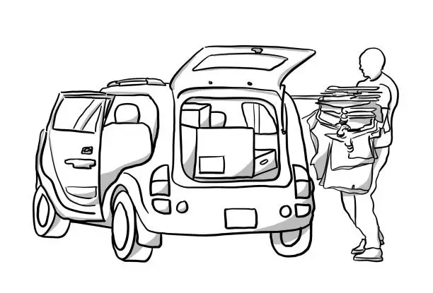 Vector illustration of Packing Up Moving Out