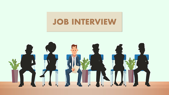 Interview Day Queue Candidate Shadow In Queue Wait For Job Interview Stock Illustration ...
