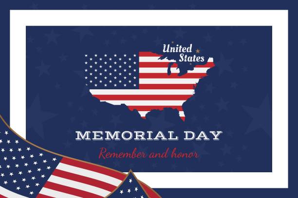 Web Happy memorial day. Greeting card with flag and map. National American holiday event. Flat Vector illustration EPS10 memorial day weekend stock illustrations