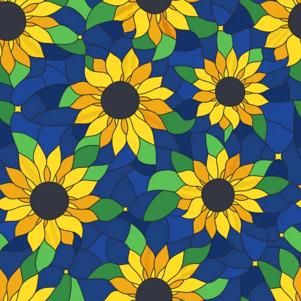 Vector illustration of Seamless Sunflower Background Pattern