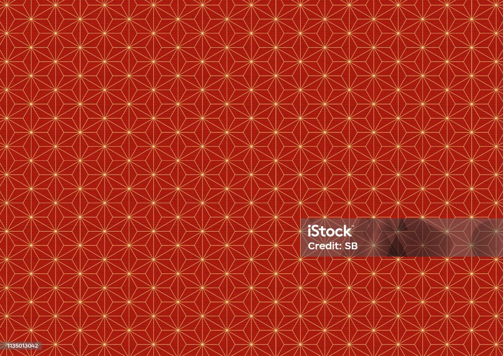 Red Japanese Pattern Draw Red Traditional Pattern Stock Illustration - Download Image Now ...