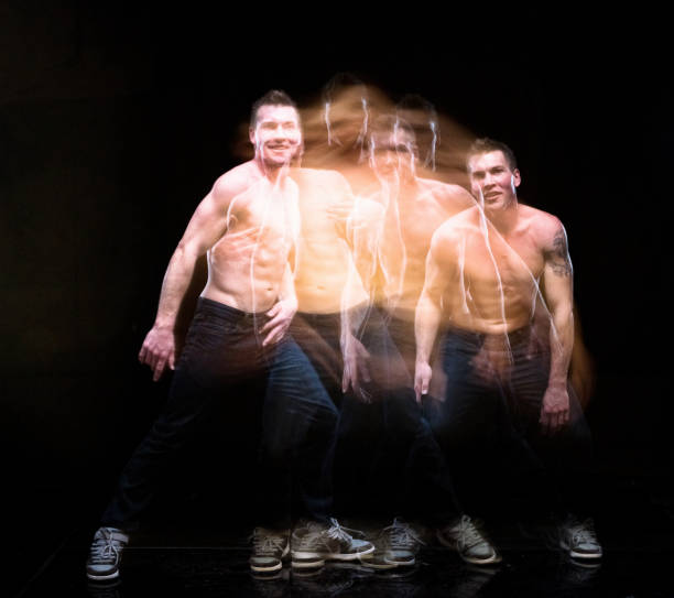istock Shirtless man moving around with motion blur 1135018035
