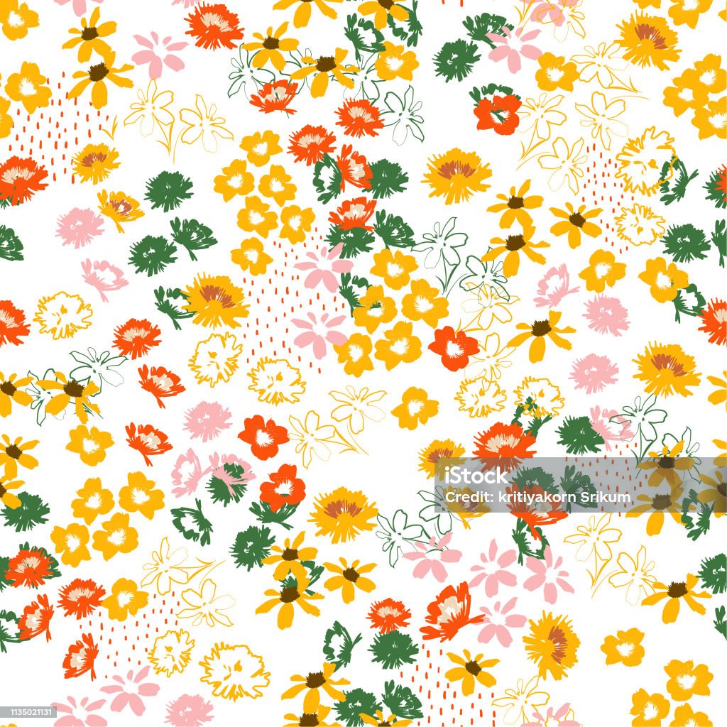 Retro Colorful Flowery Colorful Pattern In Smallscale Flowers Liberty Style  Floral Seamless Design For Fashion Fabricwallpaperweb And All Prints Stock  Illustration - Download Image Now - iStock