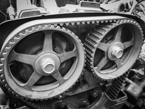 istock Old engine car repair / replacement belt car with the engine disassembly 1135024148