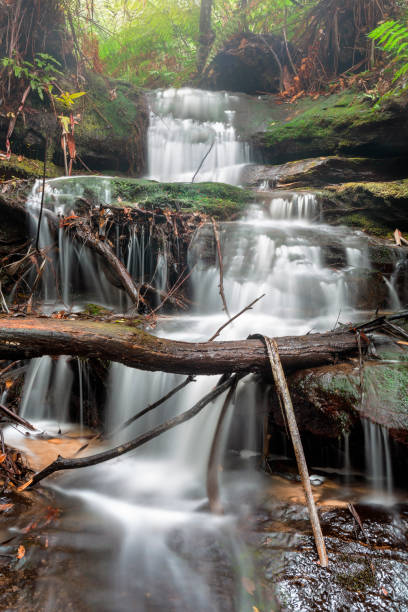 istock Water cascading down a narrow gully before flowing over a cliff ledge 1135025226