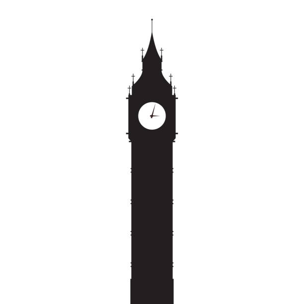 illustrations, cliparts, dessins animés et icônes de silhouette de vecteur de big ben - big ben isolated london england england